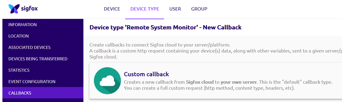 Select Custom callback