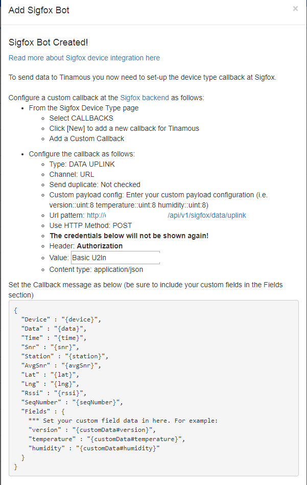 Sigfox bot added with instructions