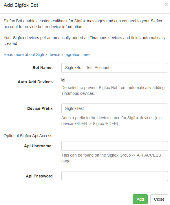 Add sigfox bot