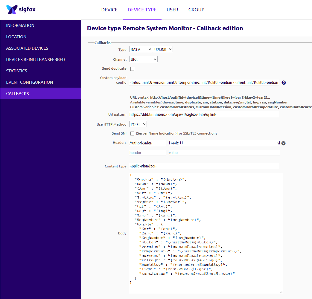 Configure the custom callback