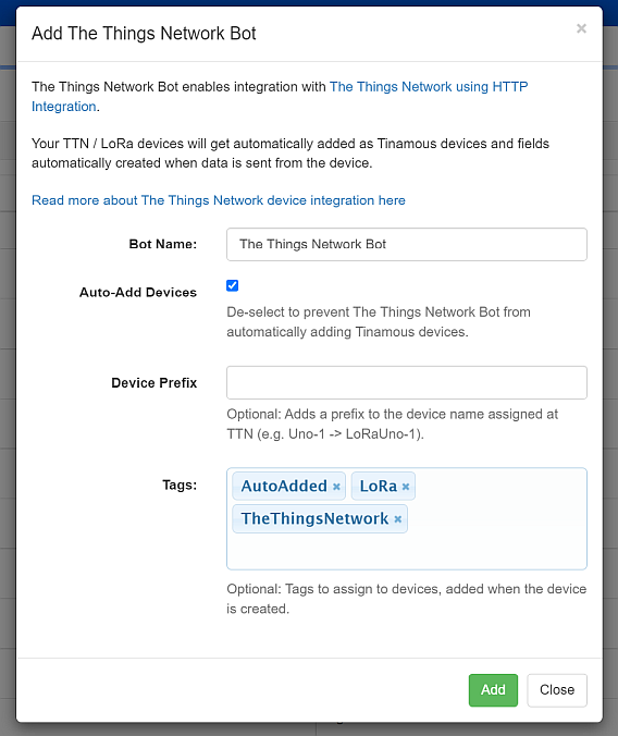 Add The Things Network Bot